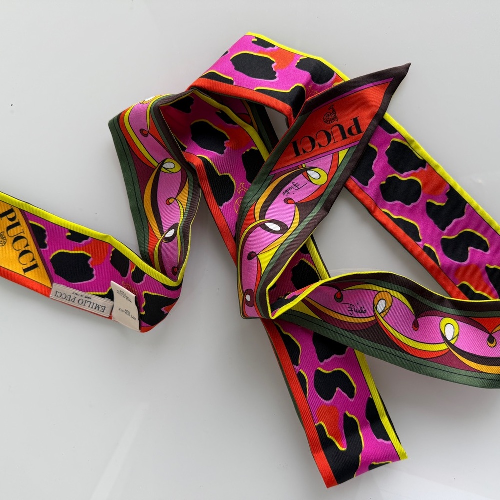 Emilio Pucci Vibrant Pink and Yellow Silk Scarf